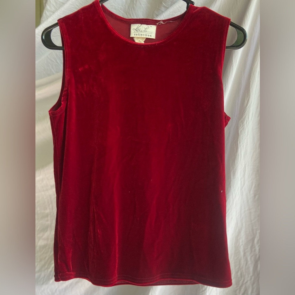 Kathie Lee Collection Deep Red Velvet Long Sleeve-Style Top